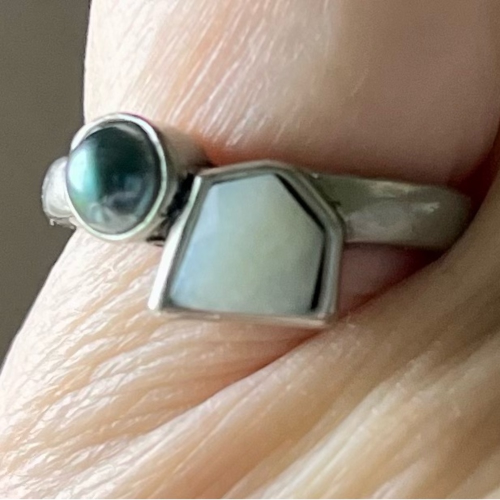Ring, gemstone, silver tone, Sz 7 jewelry